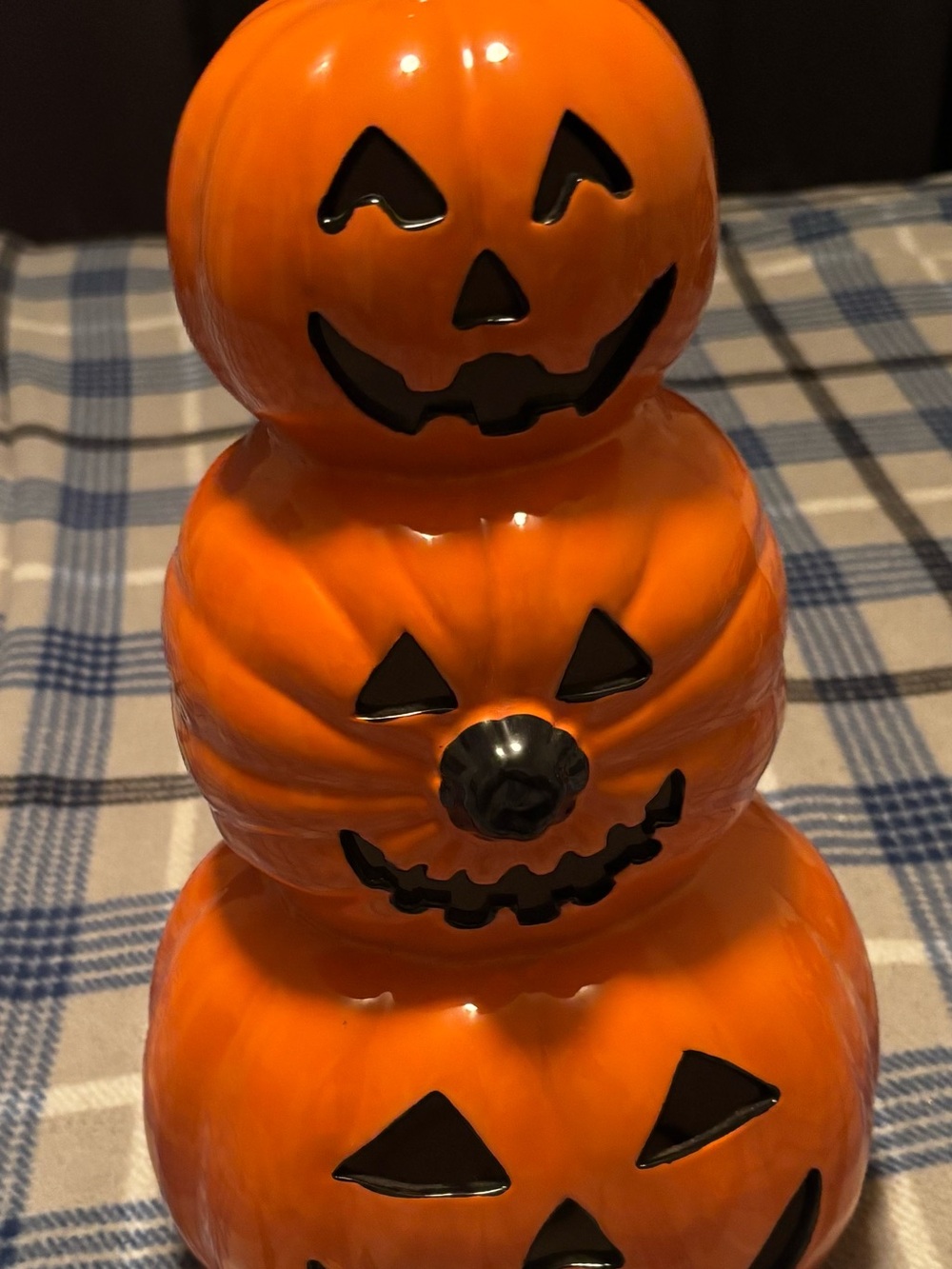 T.J.Maxx Orange Ceramic Stacked Jack-O'-Lanterns